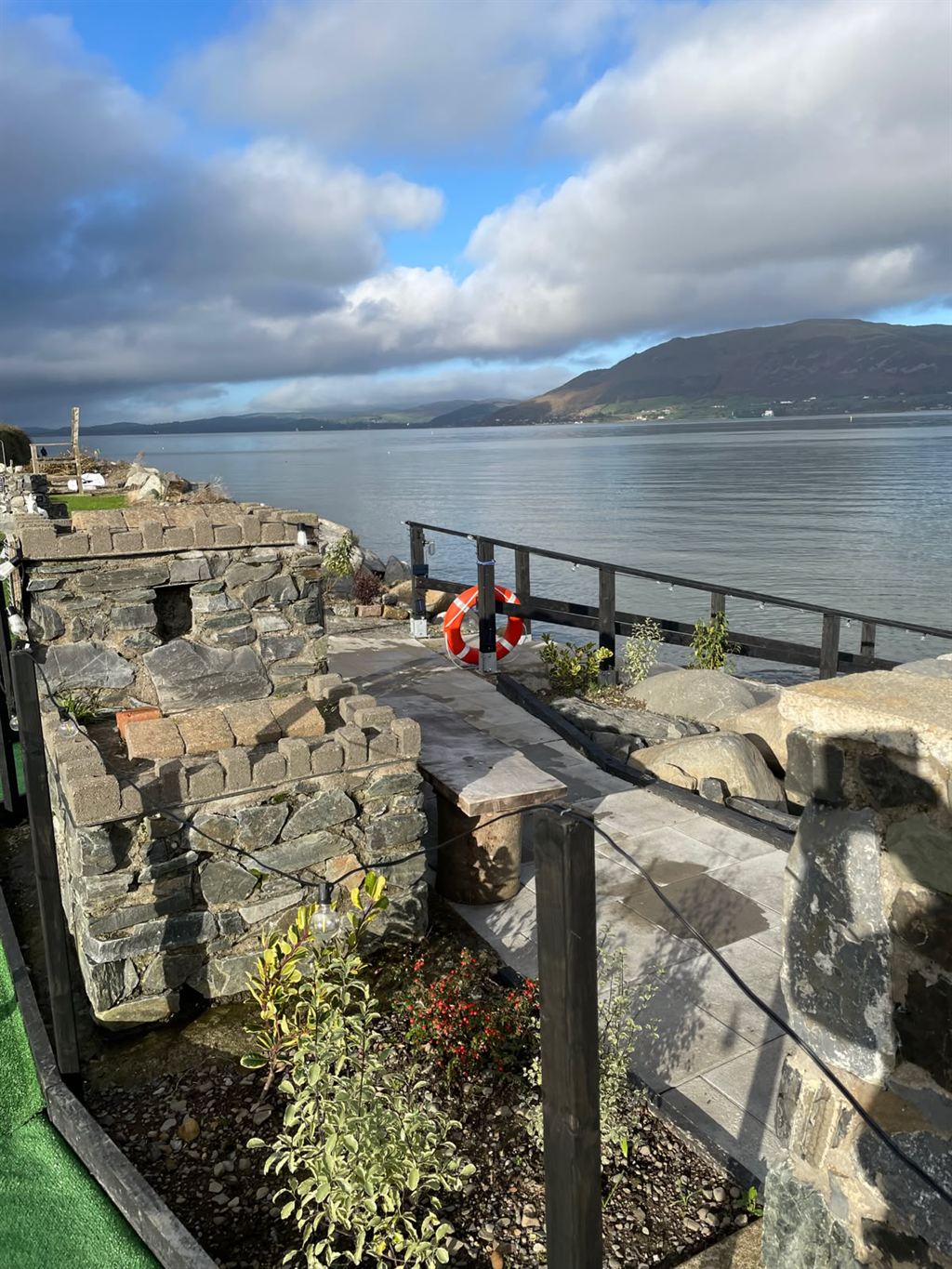 The deck at the Folklore Park looking across Carlingford Lough to Slieve Foy
